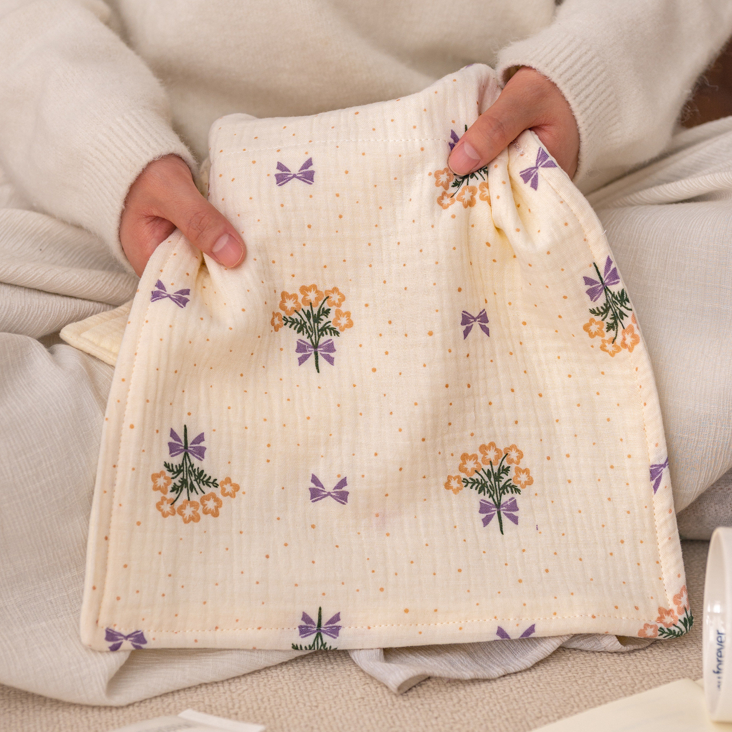 紫色蝴蝶结儿童纯棉a类六层纱布套装方巾毛巾洗脸吸水面巾擦手巾,居家布艺,毛巾/面巾,淘宝优惠券,粉丝福利购,淘宝优惠卷