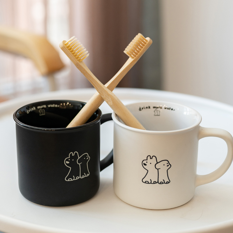 可爱狗狗情侣陶瓷漱口杯