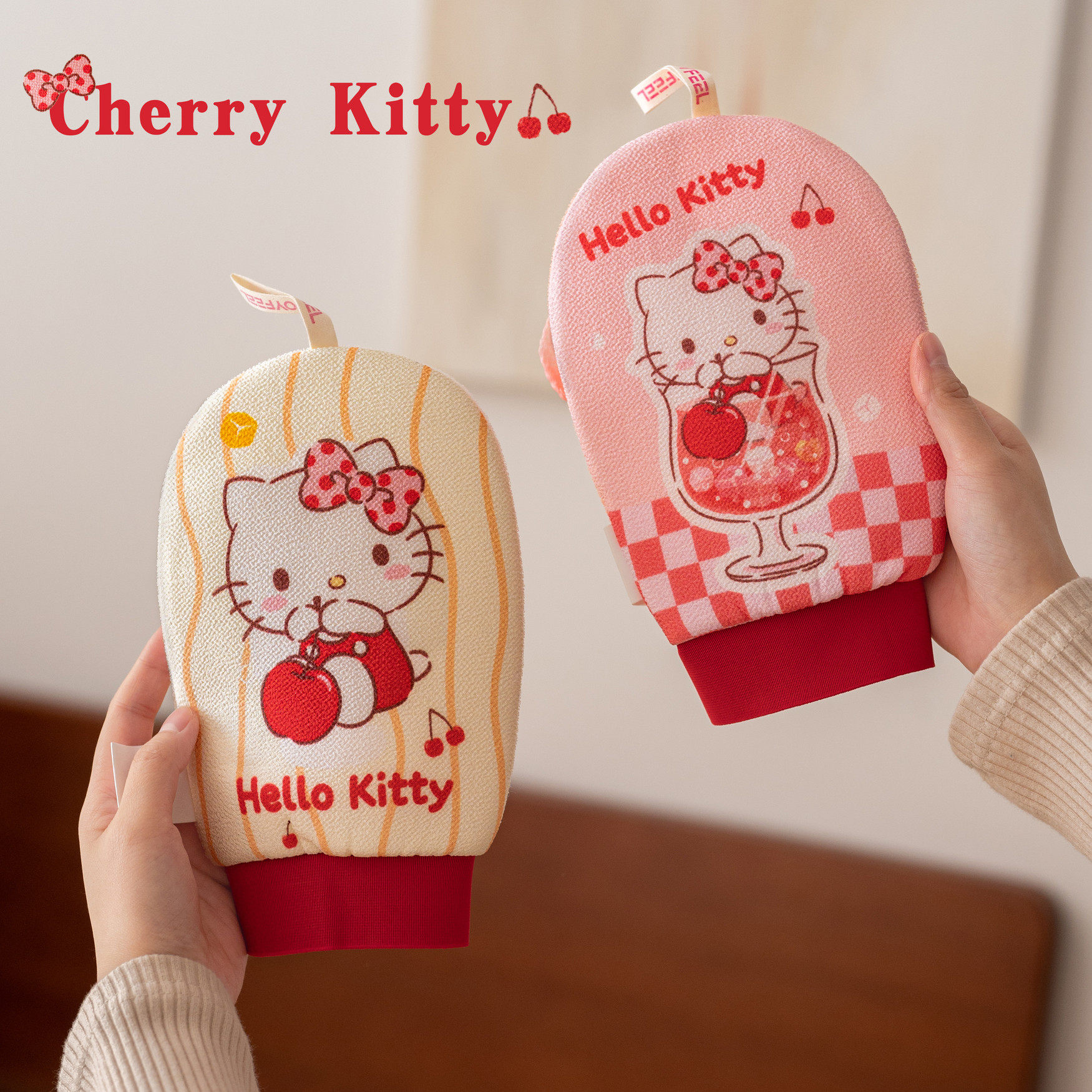 Kitty樱桃浴花搓澡巾二合一女士专用强力搓泥不伤肤双面澡巾手套,家庭/个人清洁工具,搓澡巾,淘宝优惠券,粉丝福利购,淘宝优惠卷