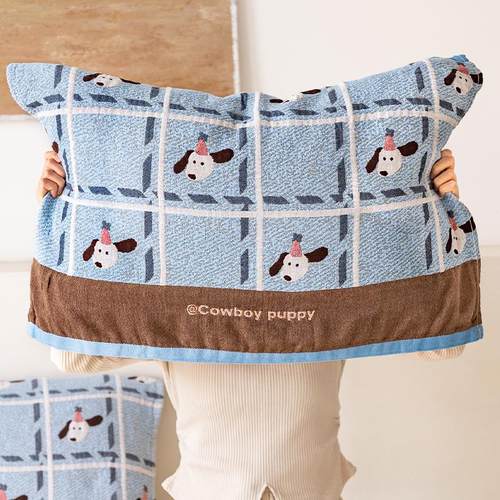 长耳狗枕巾新款纯棉一对装轻奢