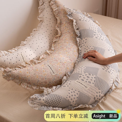 棉麻卧室月亮抱枕宝宝安抚抱枕