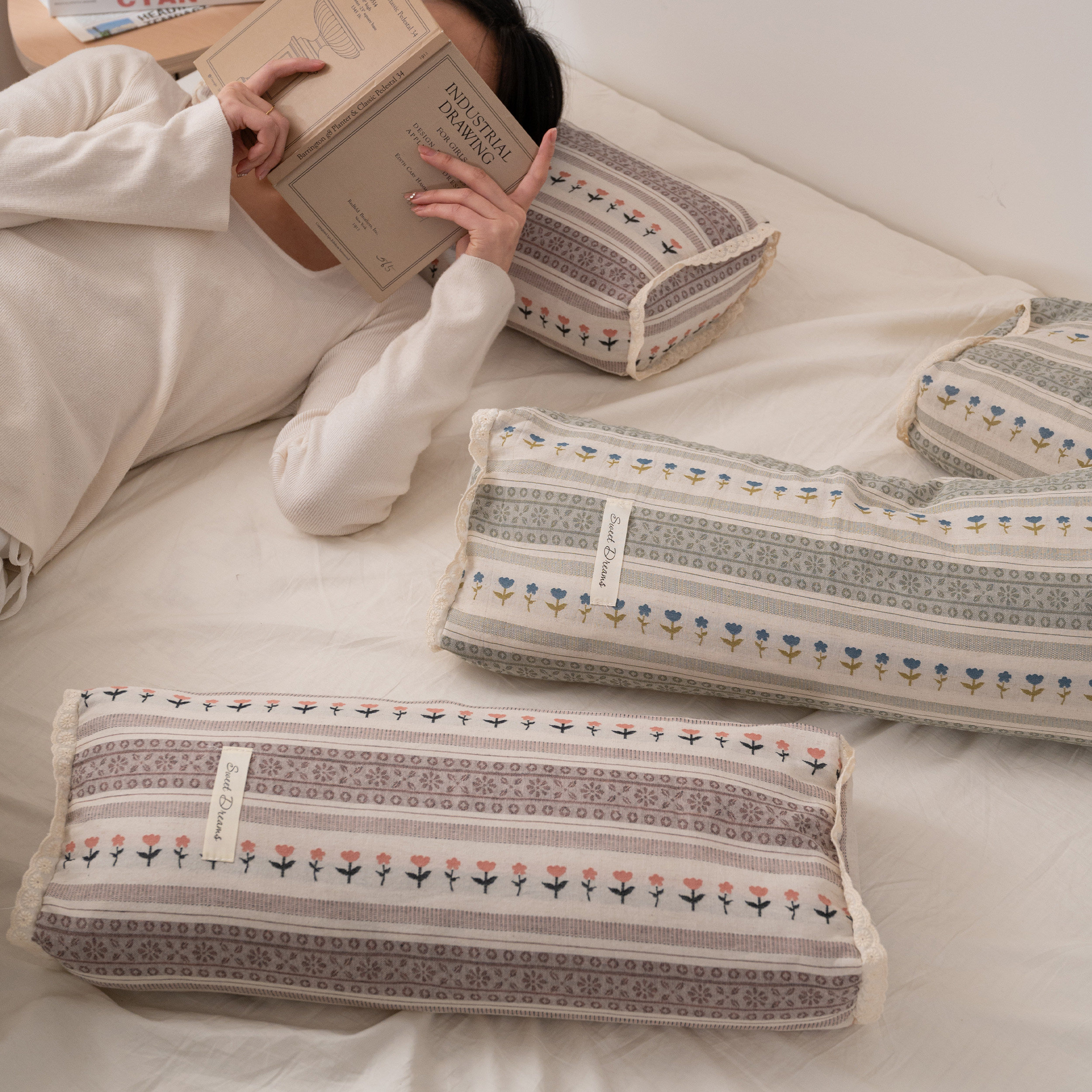 郁影条纹纯棉小米壳枕头枕芯护颈椎助睡眠成人颈椎枕家用可拆洗