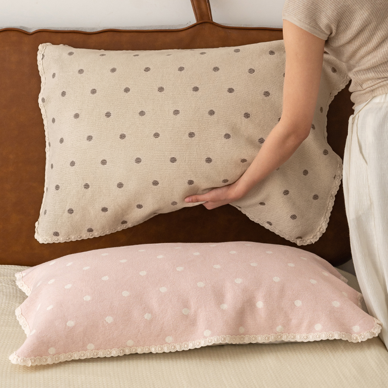 棉凉席点点三色a类棉纱枕巾夏季