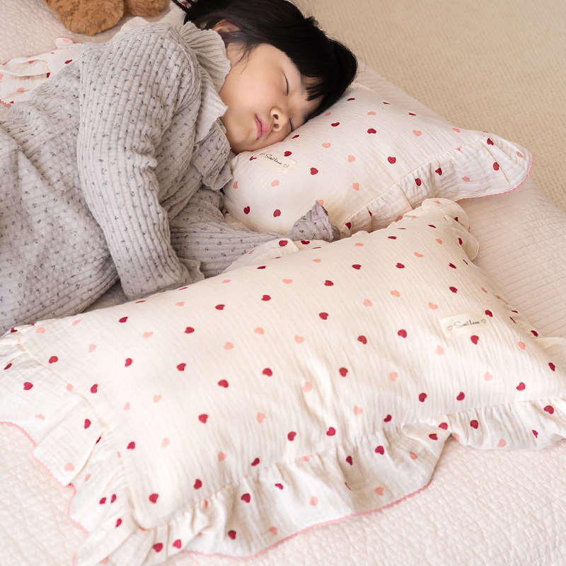 小爱心花边儿童a类全棉枕套柔软双层纱布儿童专用枕套可爱,婴童用品,儿童枕套,淘宝优惠券,粉丝福利购,淘宝优惠卷