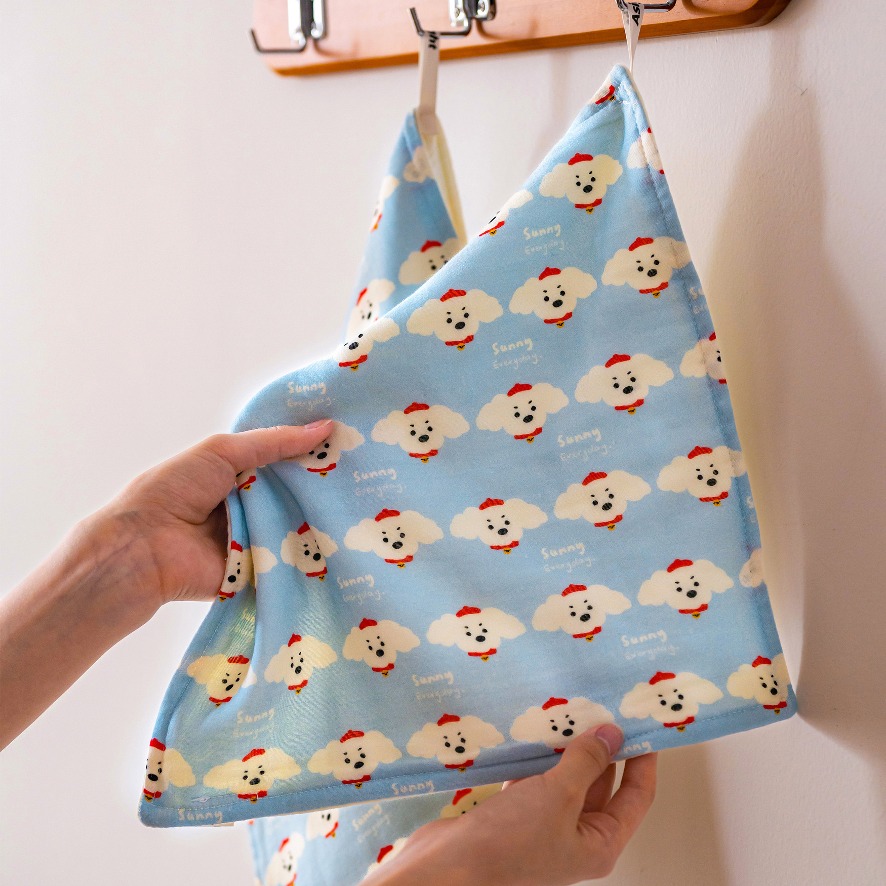 红帽小狗纯棉a类套装方巾毛巾