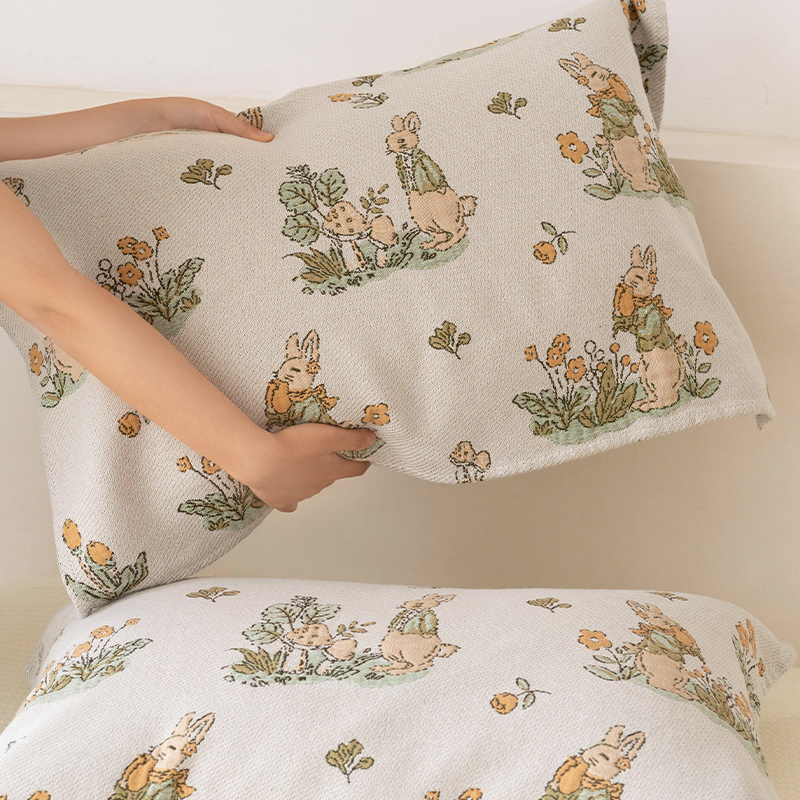 花花兔子枕巾可爱纯棉单人