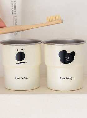 Asight呆萌小熊漱口杯简约304不锈钢洗漱水杯高颜值防霉可爱情侣
