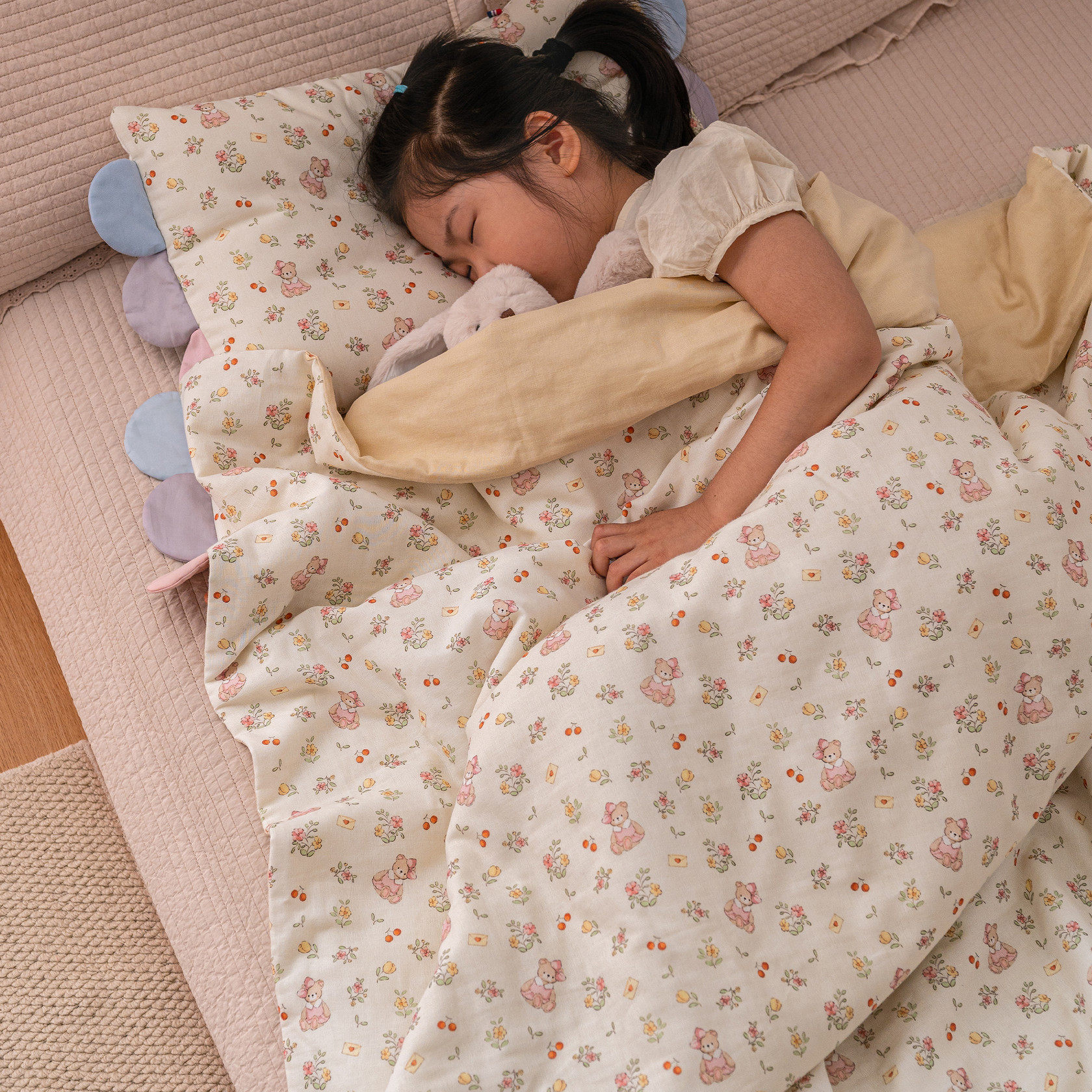 小熊花园儿童套装枕头被子单人薄款午睡被四季通用宝宝护颈椎枕头