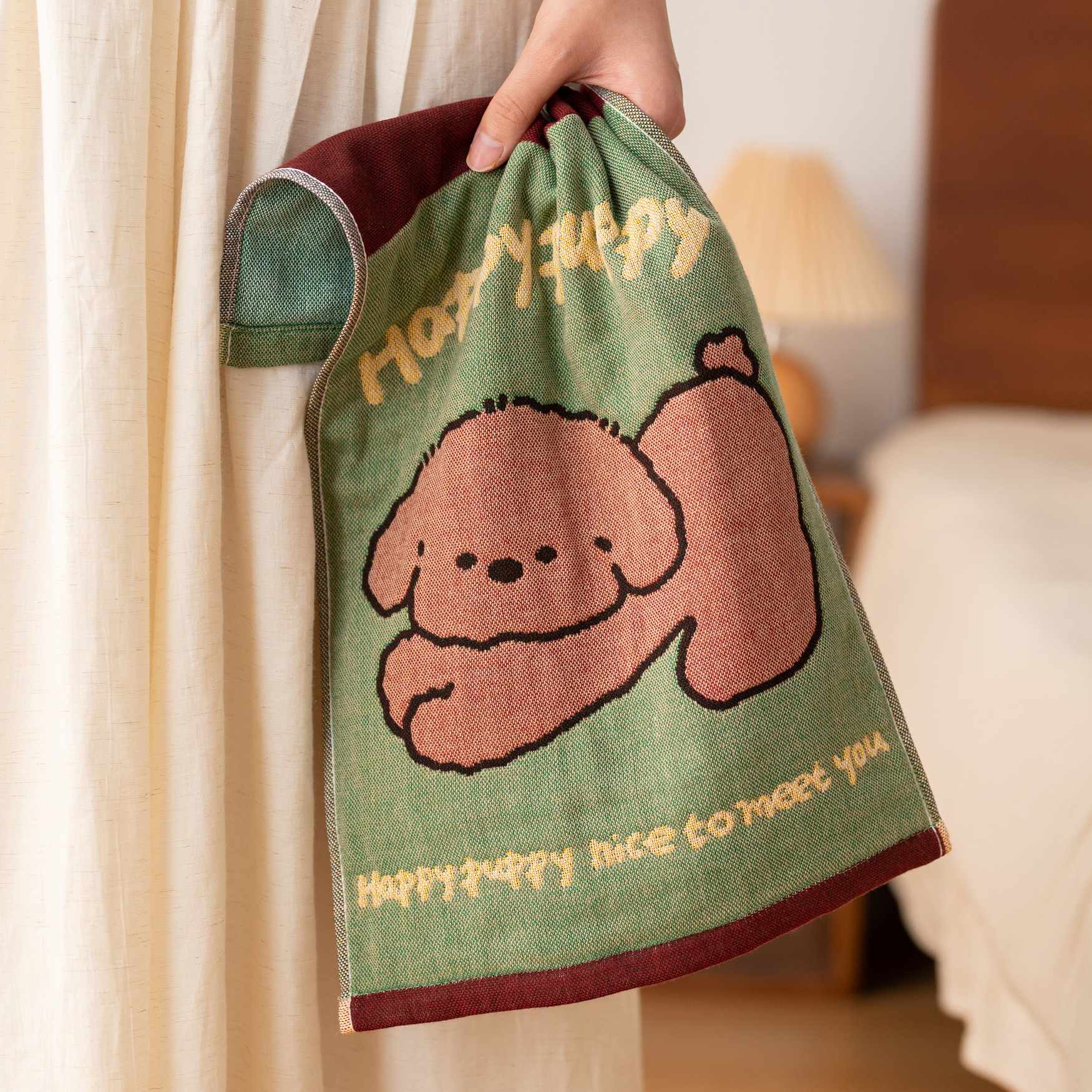 可爱小动物儿童纯棉四层纱布毛巾