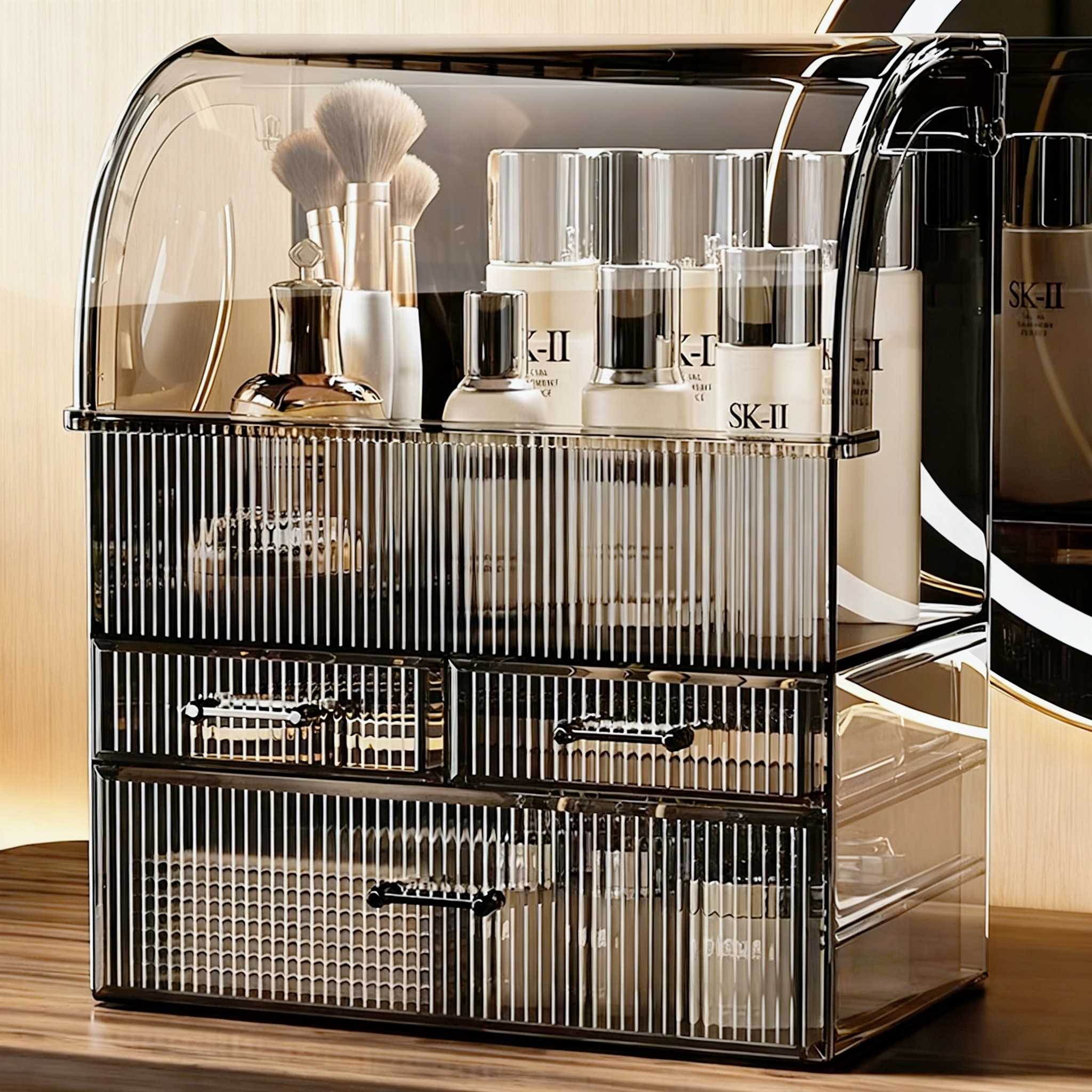 化妆品收纳盒桌面防尘高级感梳妆台护肤品口红亚克力大容量置物架,收纳整理,化妆箱/盒,淘宝优惠券,粉丝福利购,淘宝优惠卷