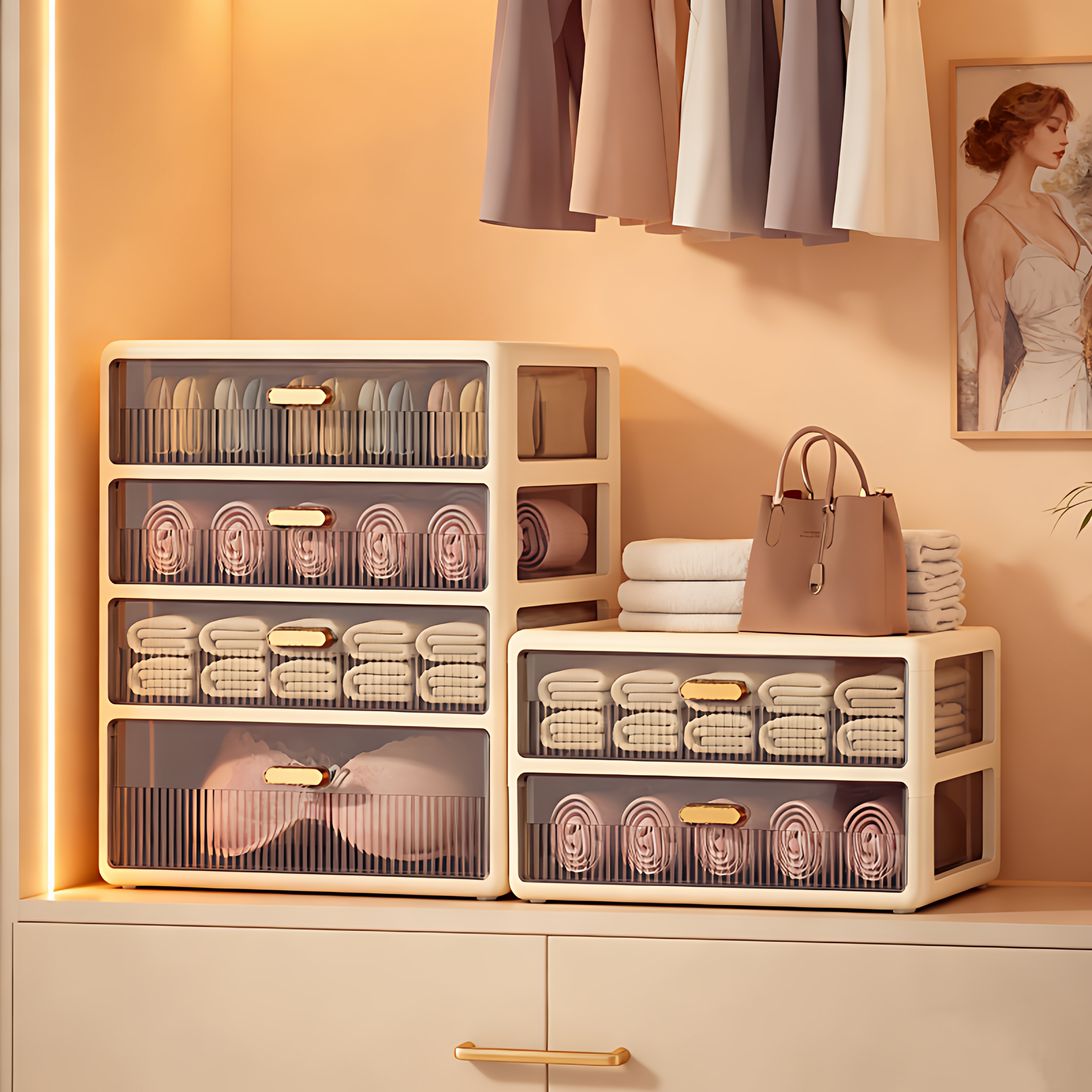 内衣收纳盒家用抽屉式分格整理盒衣柜分层神器内衣内裤收纳整理箱