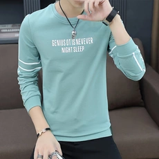 Có hàng đầu cotton nam áo sơ mi nam dài tay t-shirt Hàn Quốc phiên bản của đẹp trai giả hai mảnh mùa thu áo khoác bên ngoài mặc mỏng