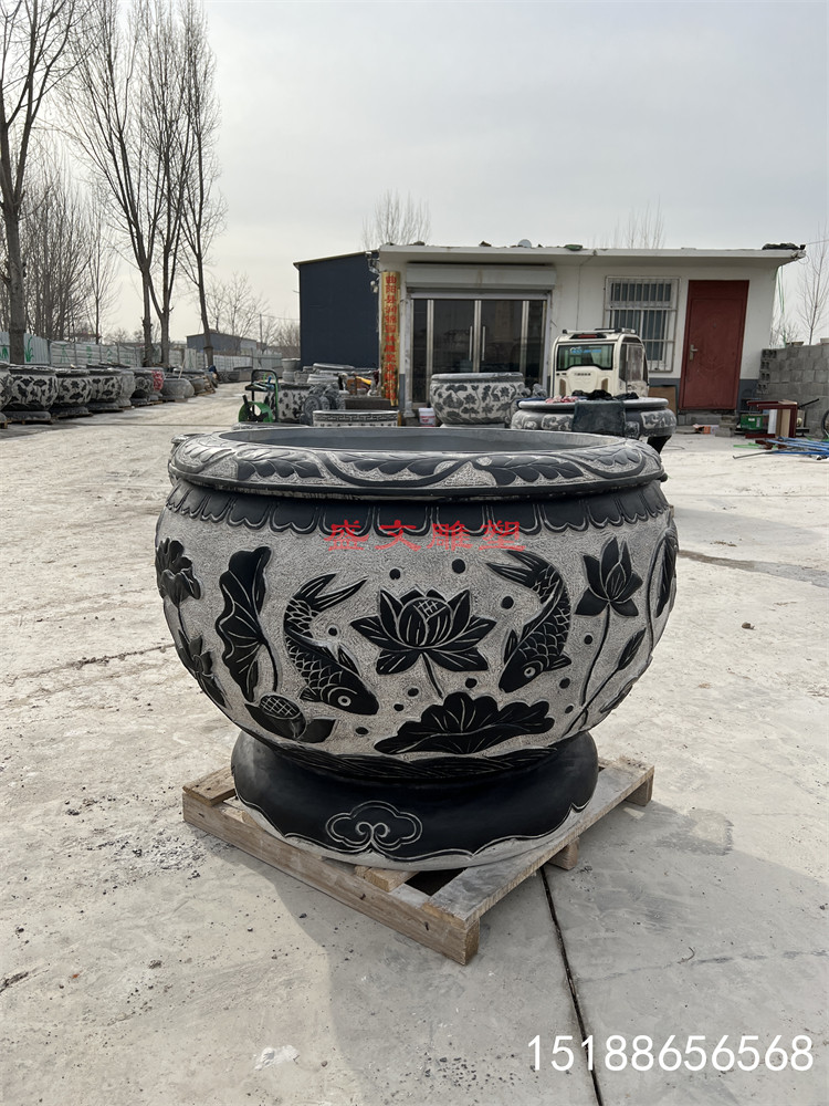 石雕水缸鱼缸花盆石头庭院荷花缸门海仿古石缸流水家用养鱼摆件