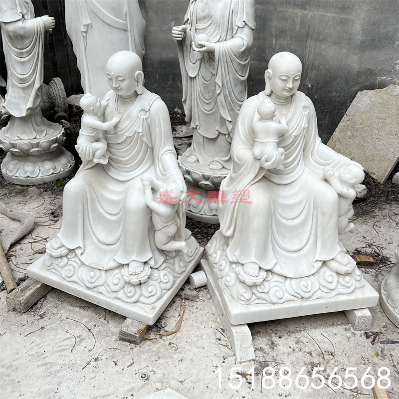 汉白玉石雕送子地藏王菩萨佛像雕塑户外居家寺院庙宇供奉摆件