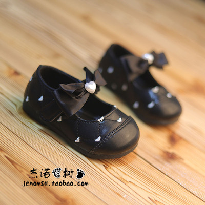 婴儿公主鞋软底蝴蝶结爱心小皮鞋