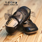 镂空透气方头单鞋 宝宝豆豆鞋 2026春夏新款 小公主爱心网纱皮鞋 女