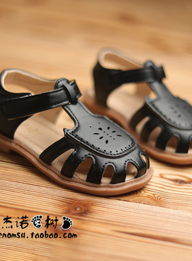 女童凉鞋夏款黑色2-3-4-6-7岁洋气沙滩鞋包头炸街幼儿园宝宝鞋子5