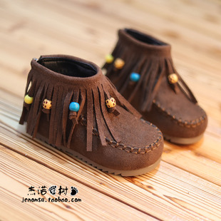 女童靴子冬天短靴2025潮新款韩版公主靴二棉2-3-8-9岁女宝流苏靴6