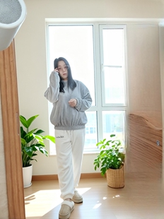 春秋冬法兰绒睡衣家居服套装长袖白色灰色珊瑚绒保暖神器一套过冬