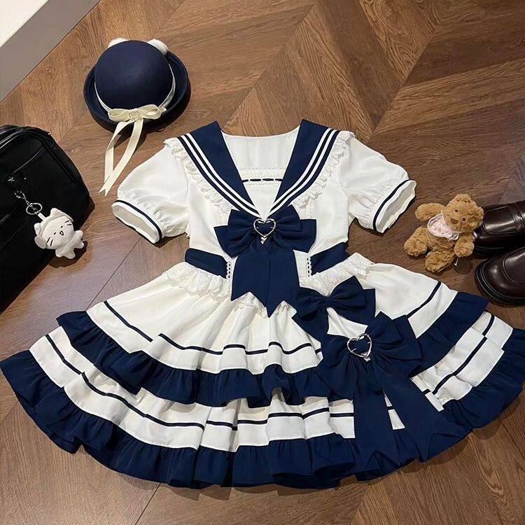 温柔海军风青春少女蛋糕