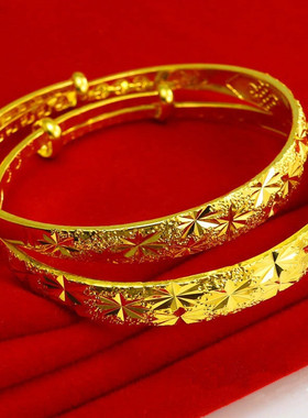 【今日冲量】越南纯沙金手镯女实心幸福满天星手镯可调节沙金手镯