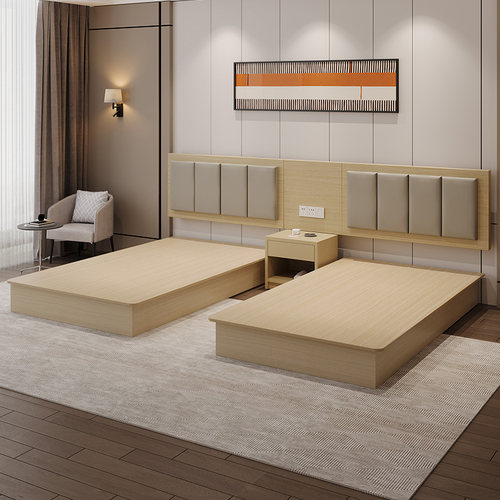 定制酒店家具标间全套床宾馆专用床标间单间民宿双人大床简约现代