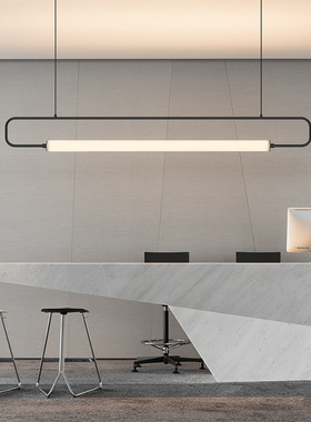 极简一字长条吧台餐厅吊灯设计师款长条灯办公室前台亚克力圆管灯