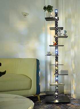 客厅创意高级感沙发旁氛围星空落地灯家用书房卧室置物书架直播灯