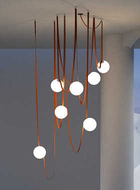 意大利极简皮带床头小吊灯设计师挑空loft复式楼梯间挑高餐厅吊灯