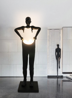 设计师创意艺术雕塑落地灯酒店客厅大堂展厅大型人体摆件落地灯具