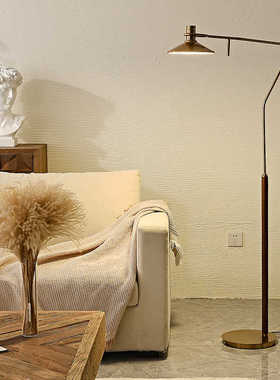 北欧复古落地灯客厅沙发旁卧室床头书房阅读立式台灯美式实木灯具