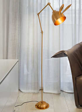 美式折叠艺术落地灯后现代复古装饰客厅卧室床头兔子耳朵立式台灯