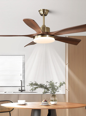 风扇灯2025新款胡桃色风扇一体灯变频大风力吊扇电风扇