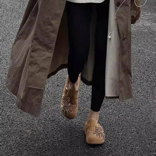 绝美水钻烟勃肯拖鞋女外穿春夏新款一脚蹬厚底包头博肯半拖穆勒鞋