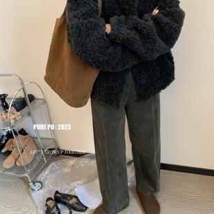 高腰显瘦复古宽松休闲小个子灯芯绒裤 女秋冬2024新款 子 直筒裤 窄版