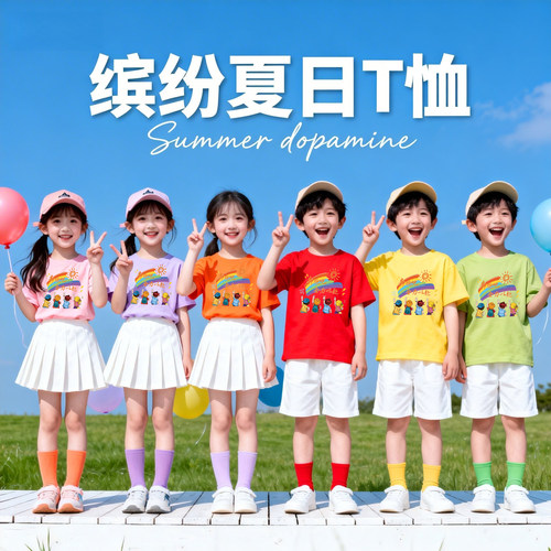 阳光彩虹t恤小学生运动会班服