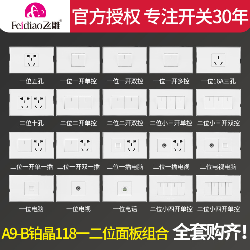 飞雕118型多功能组合开关插座