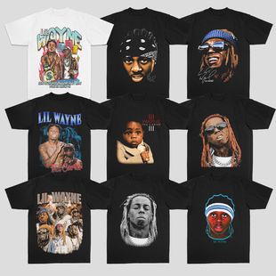 Lil Wayne小韦恩嘻哈美式宽松街头人像纯棉数码直喷短袖T恤