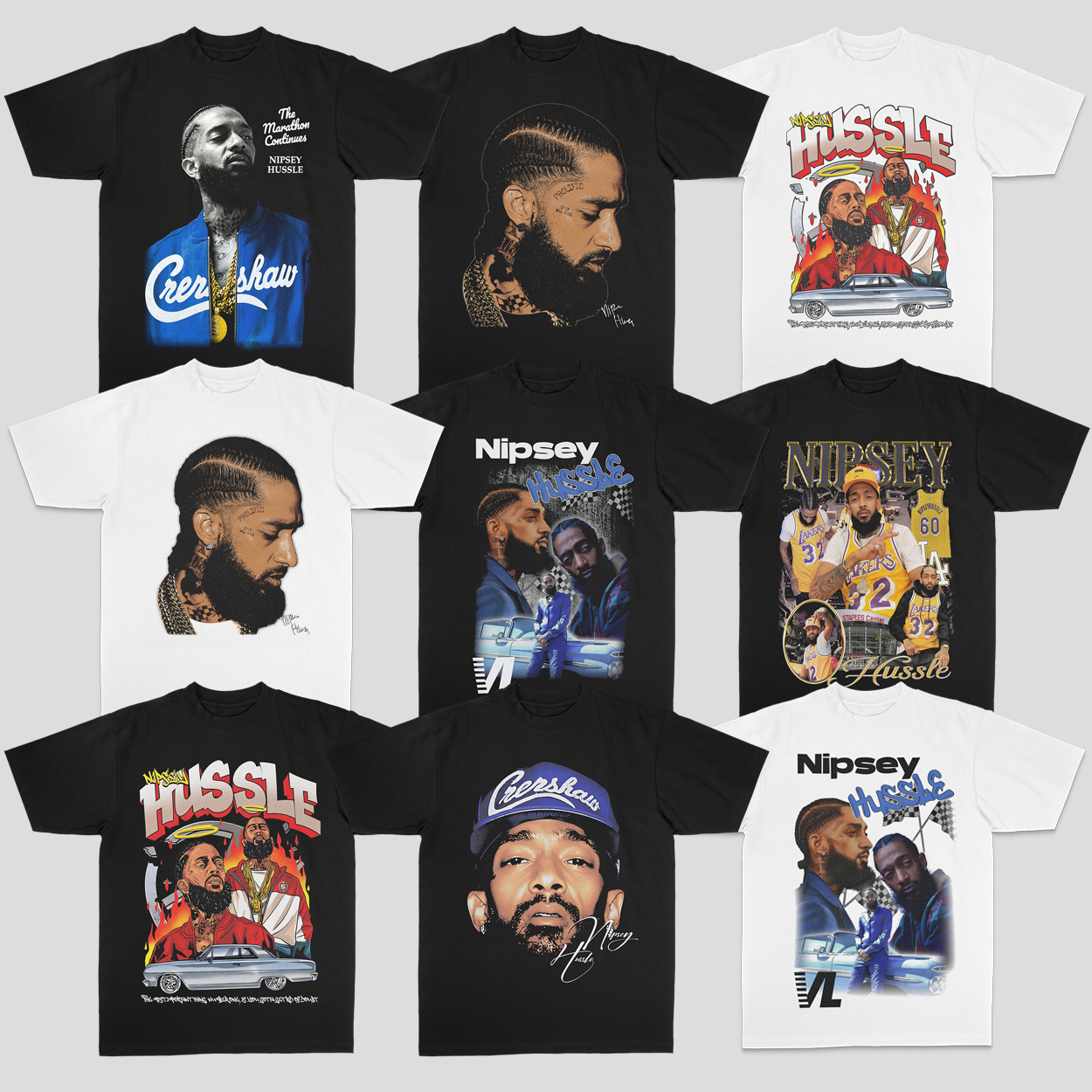 Nipsey Hussle 尼普西·胡塞尔嘻哈美式260克重磅100%纯棉短袖T恤