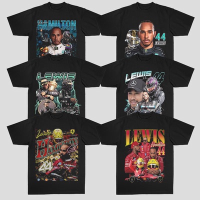 F1赛车刘易斯·汉密尔顿Lewis Hamilton美式人像纯棉街头短袖T恤
