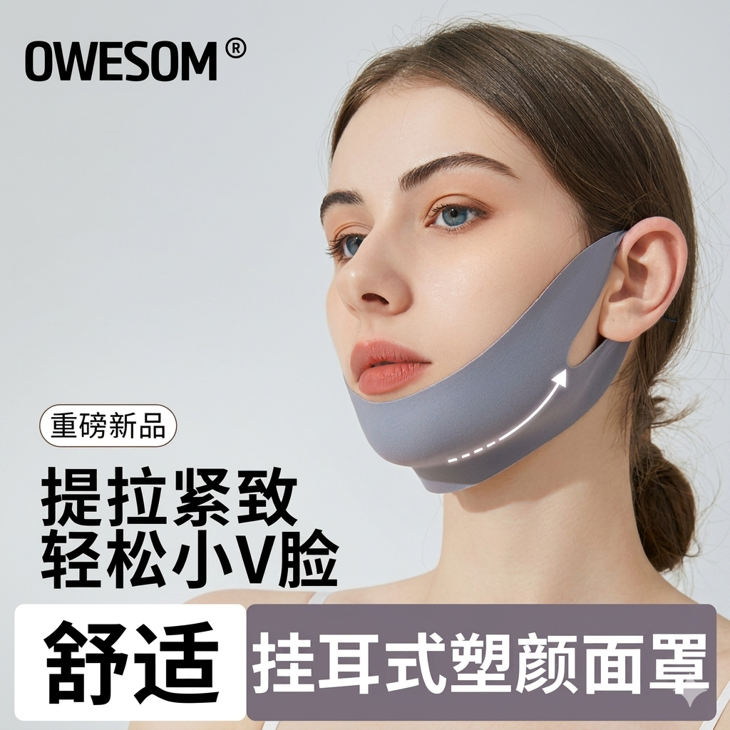 挂耳式小v脸绷带提拉紧致面罩双下巴瘦脸神器提拉脸部咬肌防下垂