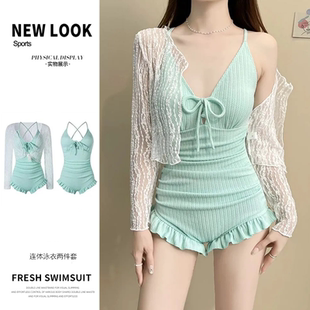 泳衣女连体两件套超仙防晒外搭沙滩少女小胸聚拢新款 2025度假泳装