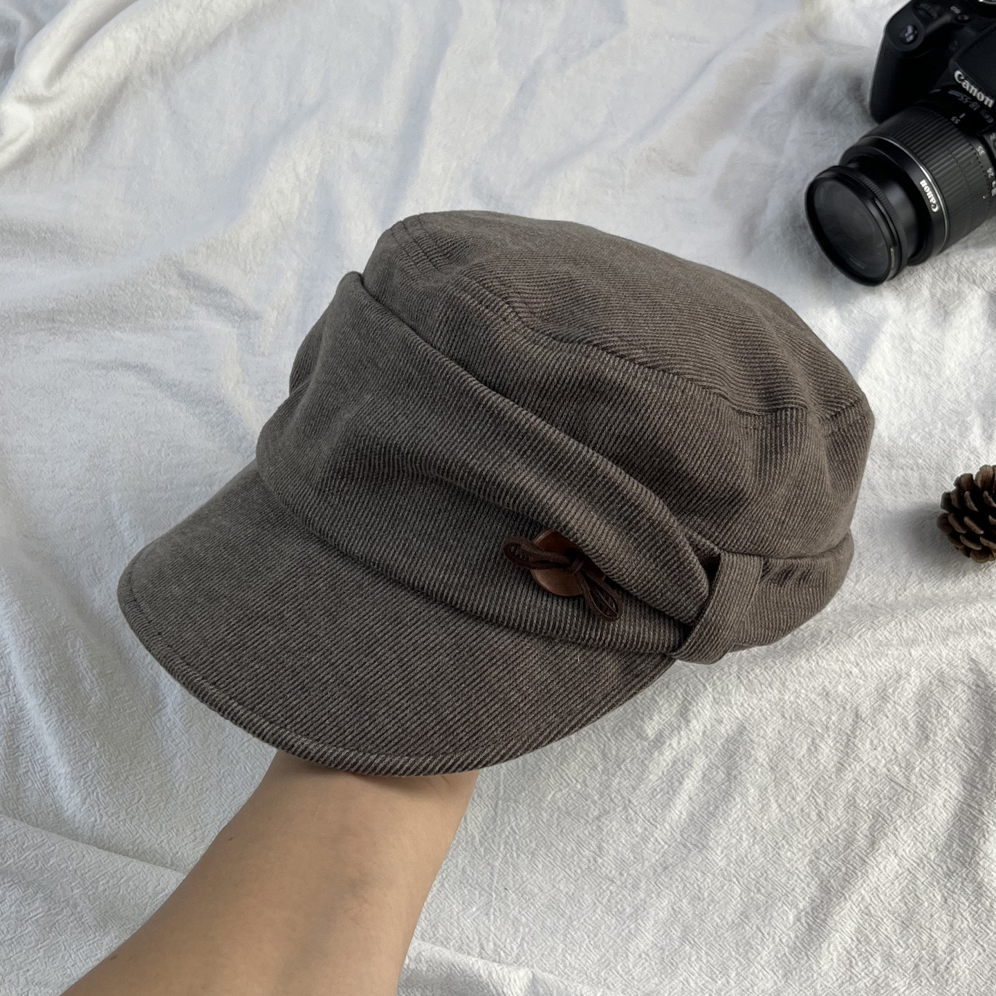 木质淡人风复古显脸小报童帽女