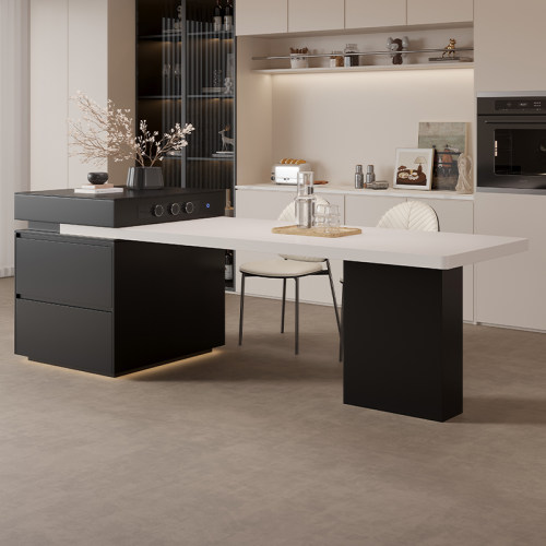 现代简约中岛台餐桌一体家用