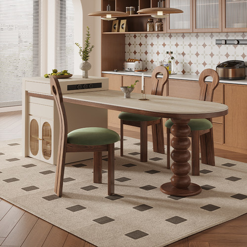 法式中古风岛台餐桌一体家用