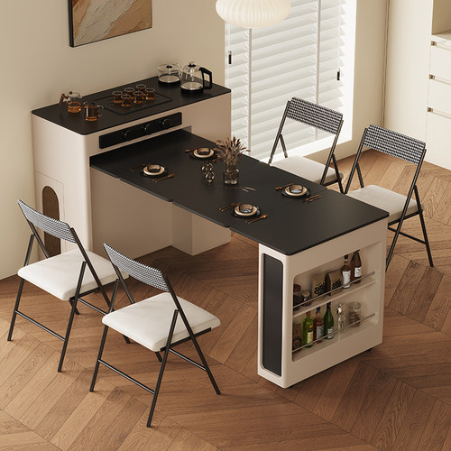 折叠岛台餐桌一体小户型伸缩吧台
