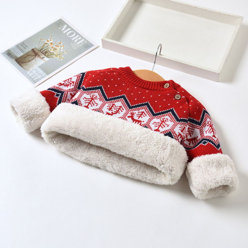 宝宝红色毛衣男童复古女童加绒加厚可爱秋冬装婴儿圆领儿童针织衫,童装/婴儿装/亲子装,毛衣/针织衫,淘宝优惠券,粉丝福利购,淘宝优惠卷