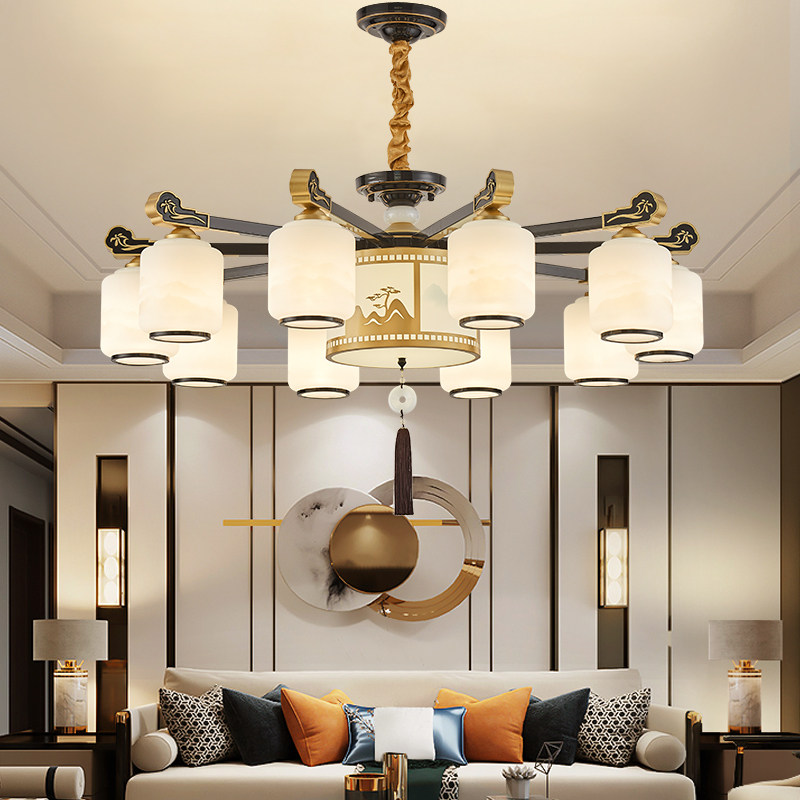 新中式客厅吊灯酒店餐厅门厅灯包间包房大圆桌吊灯复式楼大吊灯