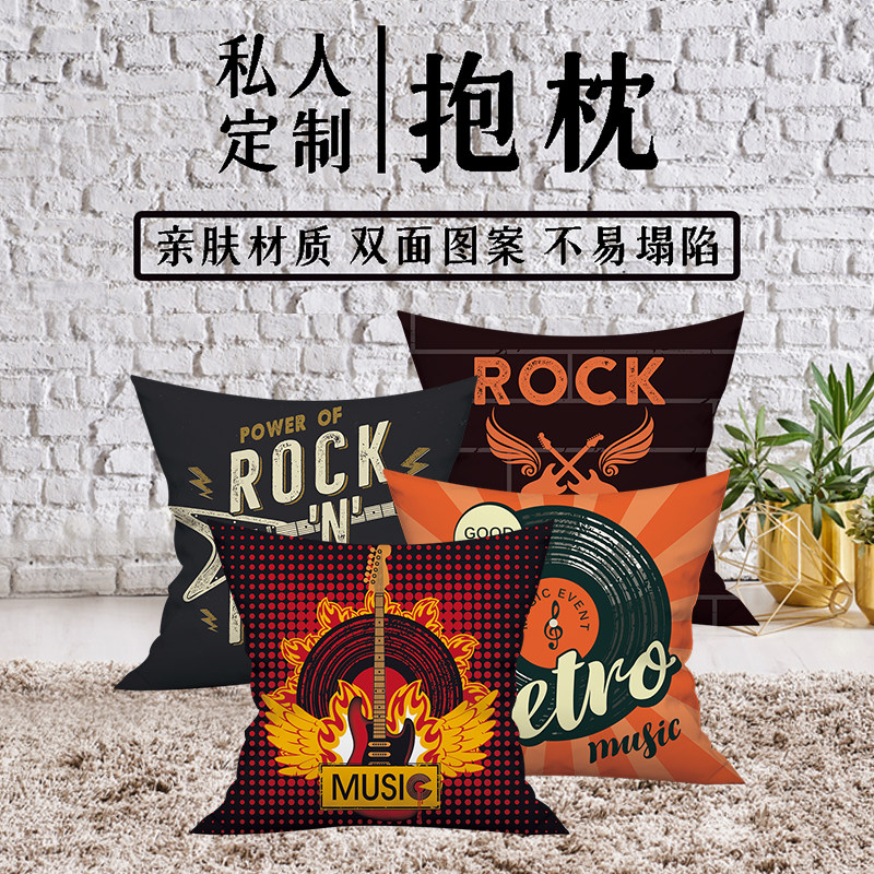 吉他乐器摇滚ROCK靠枕汽车腰枕沙发靠垫酒吧房间宿舍床头装饰抱枕