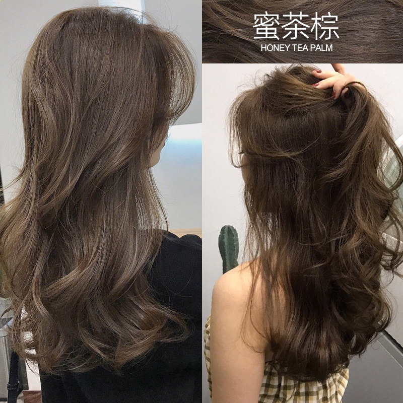蜜茶棕染发剂流行色显白蜂蜜茶色染发膏女纯植物亚麻色奶茶色正品
